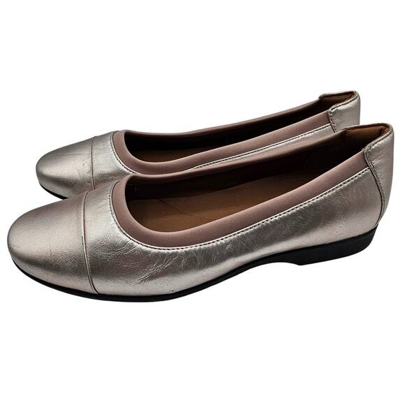 Clark’s Unstructured Darcy Cap2 Rose Gold Flats Women’s Size 8 - Picture 1 of 6